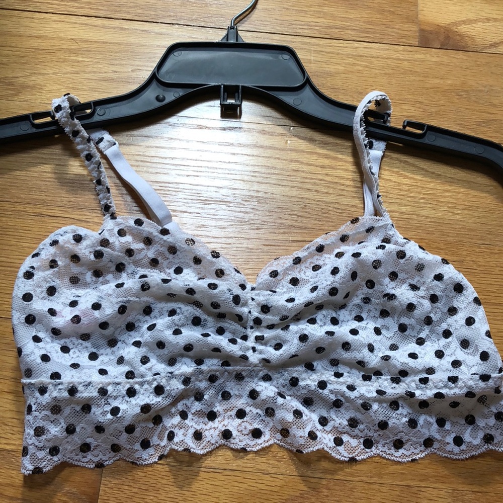 White bralette with black polka dots from PINK
